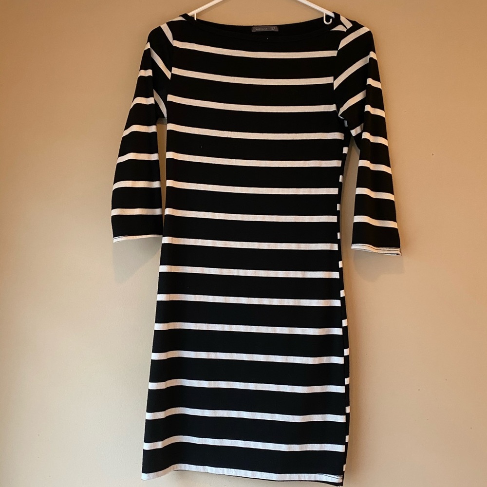 Black and white fitted dress